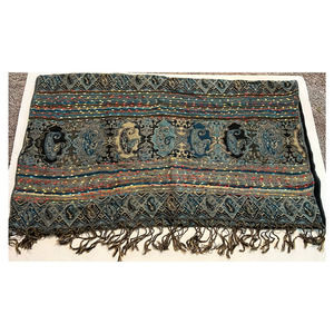 Boho Fringe Scarf Paisley Print Woven Pattern Two Pattern Long Scarf 70 Inch